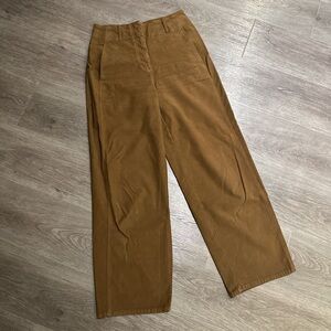 Aritzia brown ascendant pants wide leg trousers with a relaxed fit